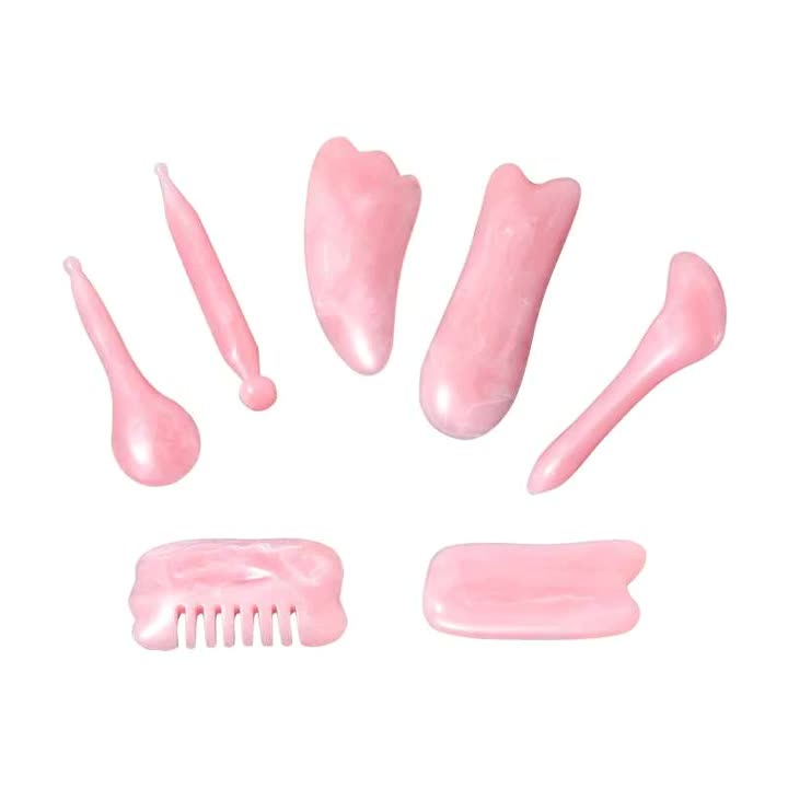 7pcs Gua Sha Beauty Massage Tool Set - Natural Resin Gua Sha Scrapers For Face, Back & Neck - Relax Muscles & Release Stress - Mother's Day Gift
